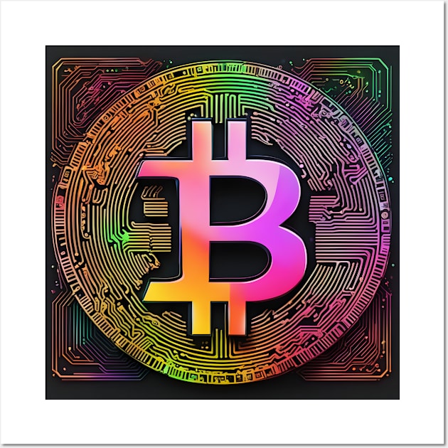 Bitcoin colorful Wall Art by Creativeoptimize